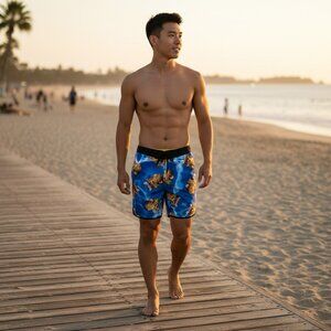 Bioworld Cat Pineapple Drawstring Board Shorts